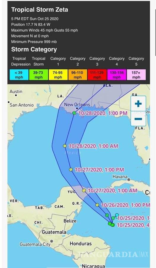 $!Tormenta tropical ‘Zeta’ sigue tomando fuerza en su camino a Yucatán y Quintana Roo