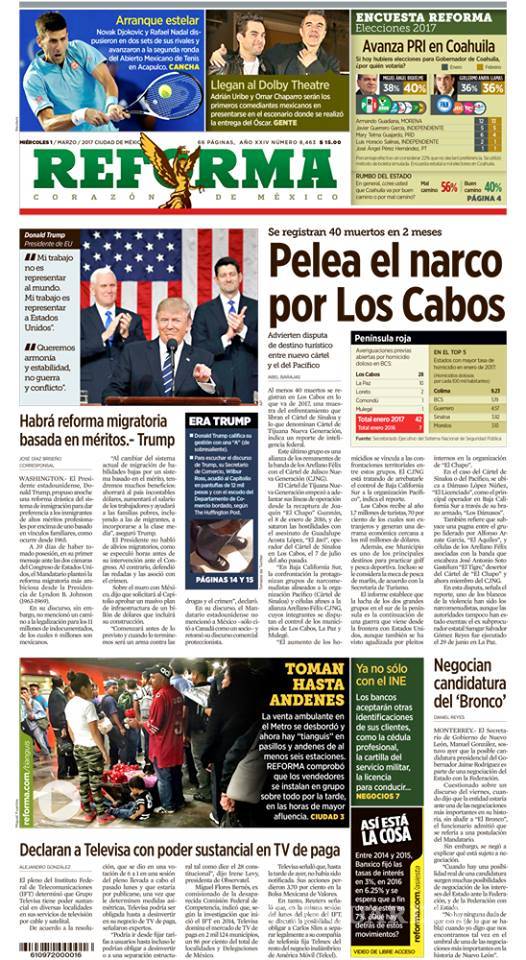 $!Titulares Prensa Nacional 01/03/2017
