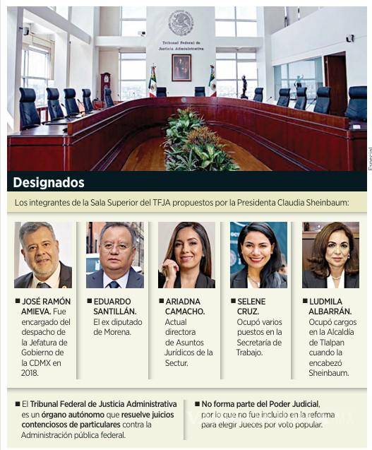 $!Sheinbaum designa a cinco funcionarios de la 4T como integrantes de la Sala del TFJA