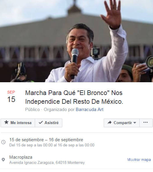 $!Convocan a marcha para que 'El Bronco' independice a Nuevo León... e invitan a Coahuila también