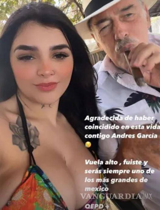 $!La joven modelo se despidió del actor Andrés García, acompañado de una fotografía de su primer y último encuentro.