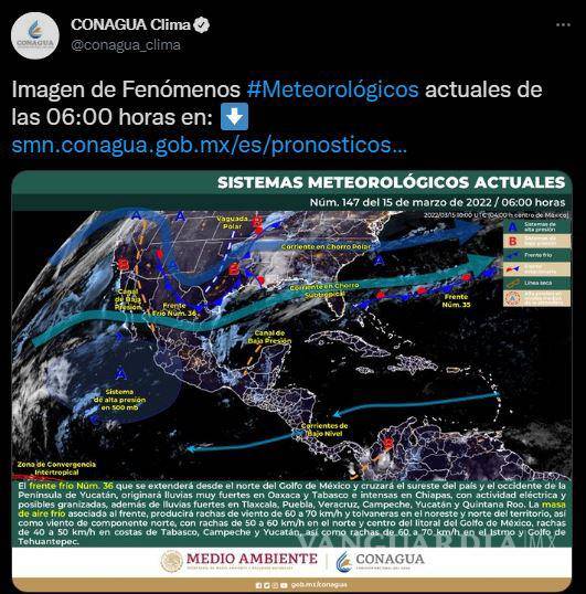 $!¿Bermuda o chamarra?... Frente Frío 36, lluvias y calor azotarán a estos estados de la República Mexicana
