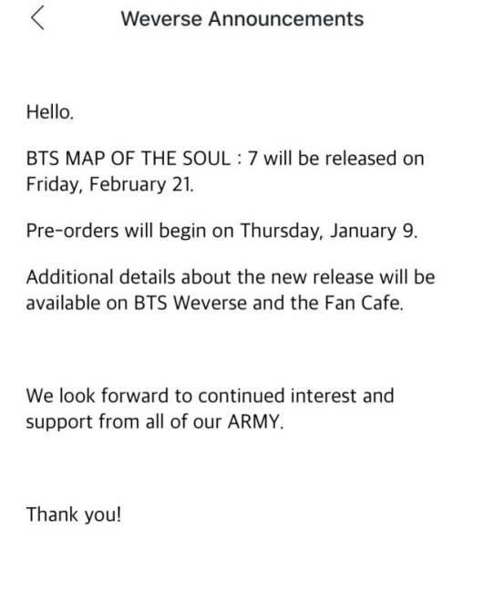 $!'Map of the Soul: 7' ya viene; BTS anuncia nombre y fecha de su siguiente álbum