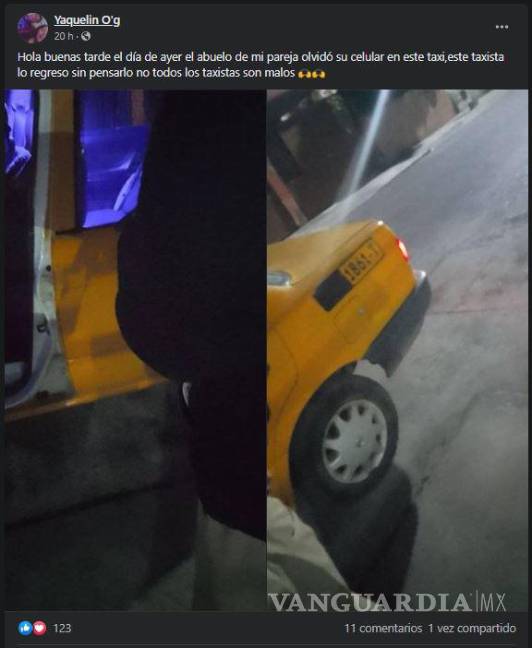 $!Reconoce usuaria a taxista por devolver celular olvidado a abuelito en Saltillo.