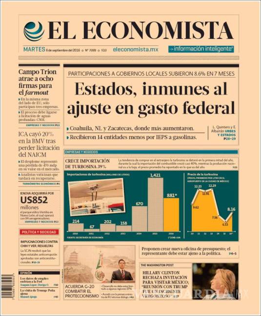 $!Titulares Prensa Nacional 06/09/2016