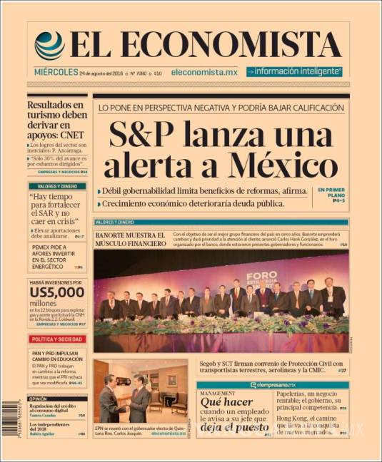 $!Titulares Prensa Nacional 24/08/2016