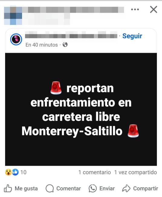 $!Reportan enfrentamiento en carretera libre Saltillo - Monterrey; autoridades desmienten información