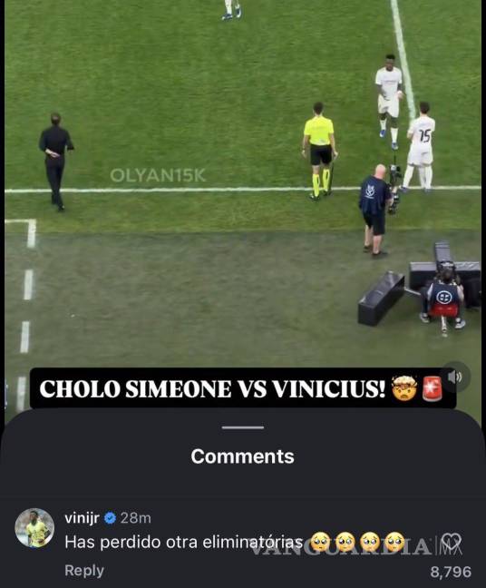 $!Esto fue lo que le dijo Vini a Simeone en redes.