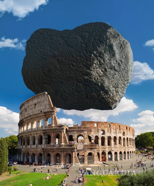 $!El asteroide Dimorphos de 160 metros de diámetro comparado con el Coliseo de Roma.