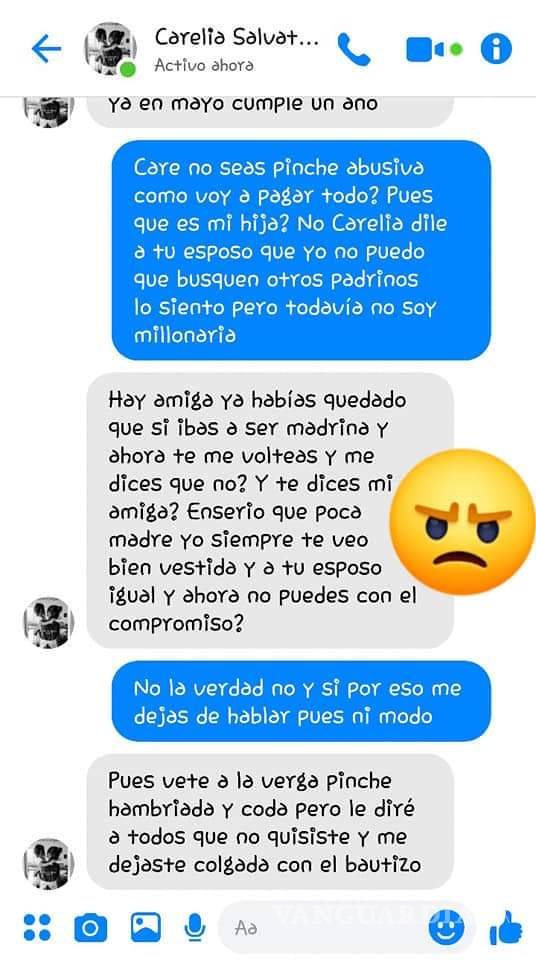 $!Mujer exige a madrina de bautizo que pague todo 'para que valga el compadrazgo'