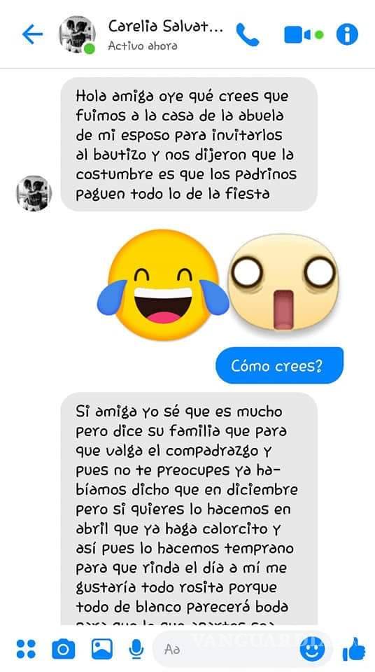 $!Mujer exige a madrina de bautizo que pague todo 'para que valga el compadrazgo'