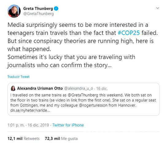 $!Greta Thunberg demuestra que sí viajó sentada en piso de tren