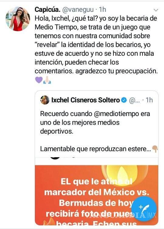 $!Medio de noticias dice que enviará foto de su becaria a la persona que le atine al marcador del México ante Bermudas