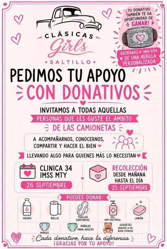 $!La convocatoria de Clásicas Girls Saltillo incluye artículos de higiene, agua, pañales, juguetes y aportaciones económicas.