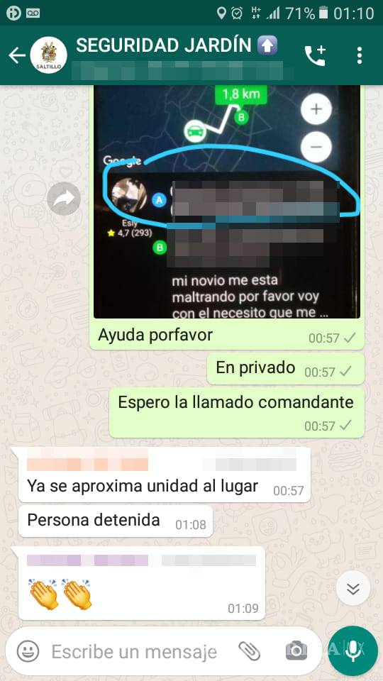 $!Novio la maltrata y ella solicita viaje en In Driver para que la rescaten, en Saltillo