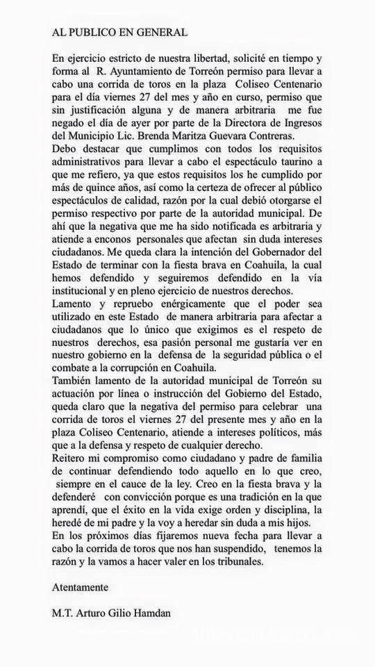 $!Suspenden la corrida del Coliseo Centenario de Torreón