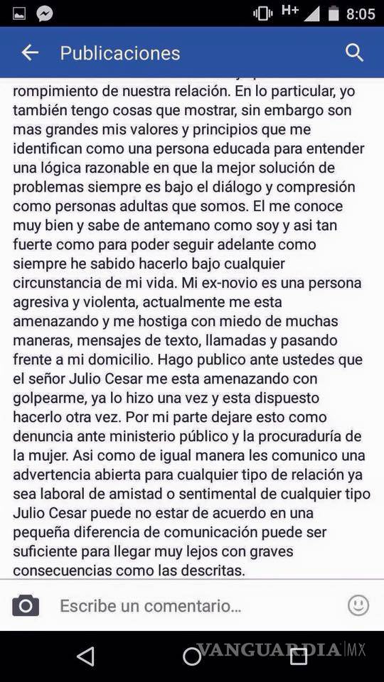 $!Denuncia amenazas de su exnovio en Facebook... y la mata