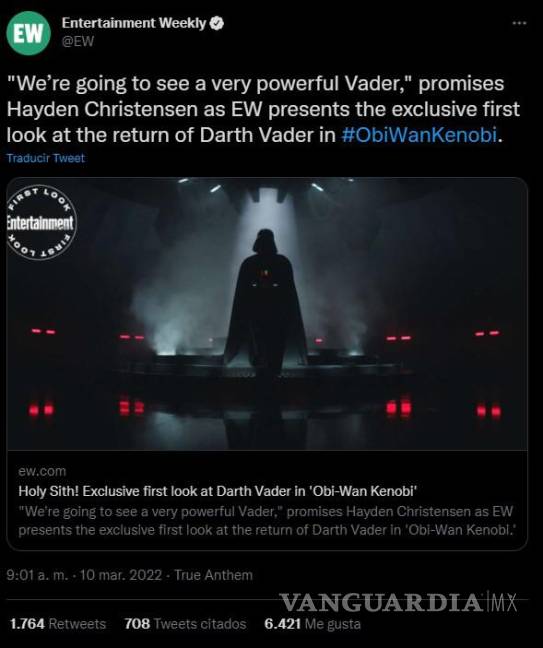 $!Revelan primeras imágenes de Hayden Christensen como Darth Vader en Obi-Wan Kenobi de Disney+
