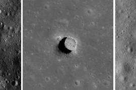 Imágenes tomadas por el Orbitador de Reconocimiento Lunar de la NASA de una cueva bastante grande y accesible desde la fosa más profunda conocida en la Luna.