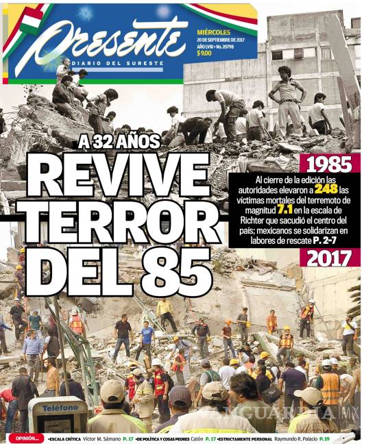 $!Las portadas de diarios en más de 100 años de sismos en México