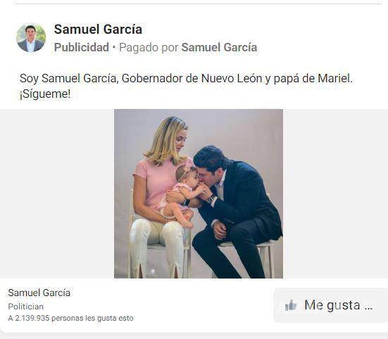 $!Samuel García promociona su imagen en Facebook.
