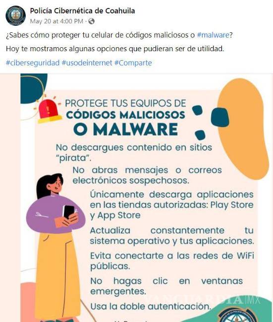Cuídense de los programas malignos, pide Policía Cibernética de Coahuila