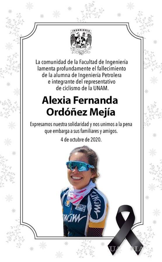 $!Ciclista de la UNAM Alexia Ordóñez y su padre mueren tras ser arrollados