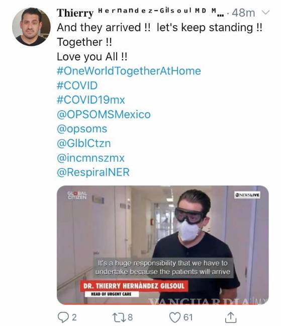 $!Así fue como ‘One World: Together at Home’ reconoció el trabajo del sector salud en México