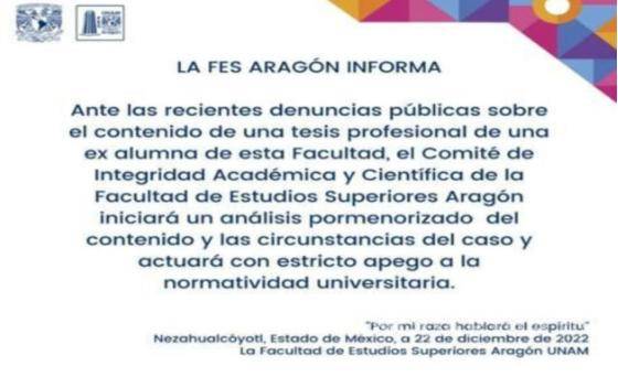 $!UNAM investigará supuesto plagio de tesis de la ministra Yasmín Esquivel