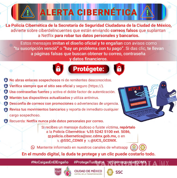 $!Así puedes identificar un correo falso ante fraudes digitales en plataformas como Netflix: SSC
