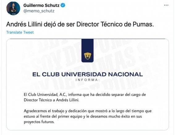 $!Cuenta falsa de Pumas despide a Andrés Lillini