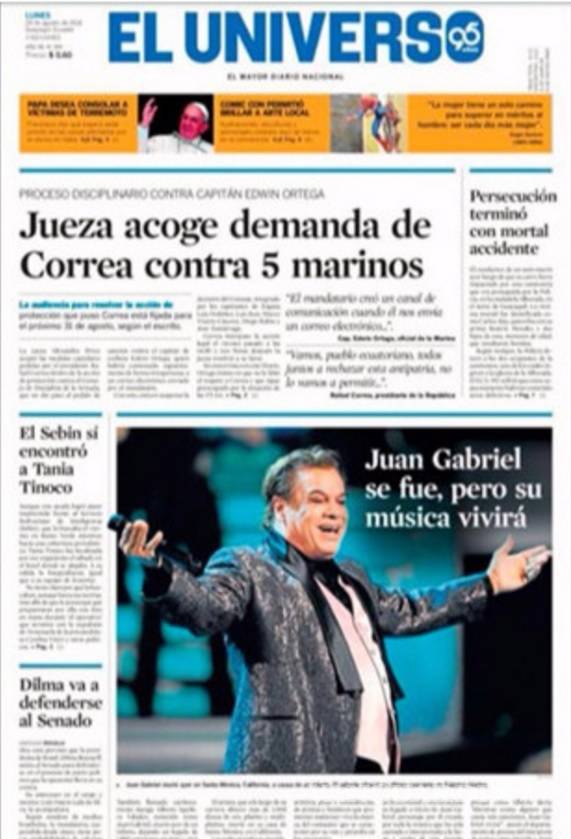$!Así despidieron los periódicos del mundo a Juan Gabriel