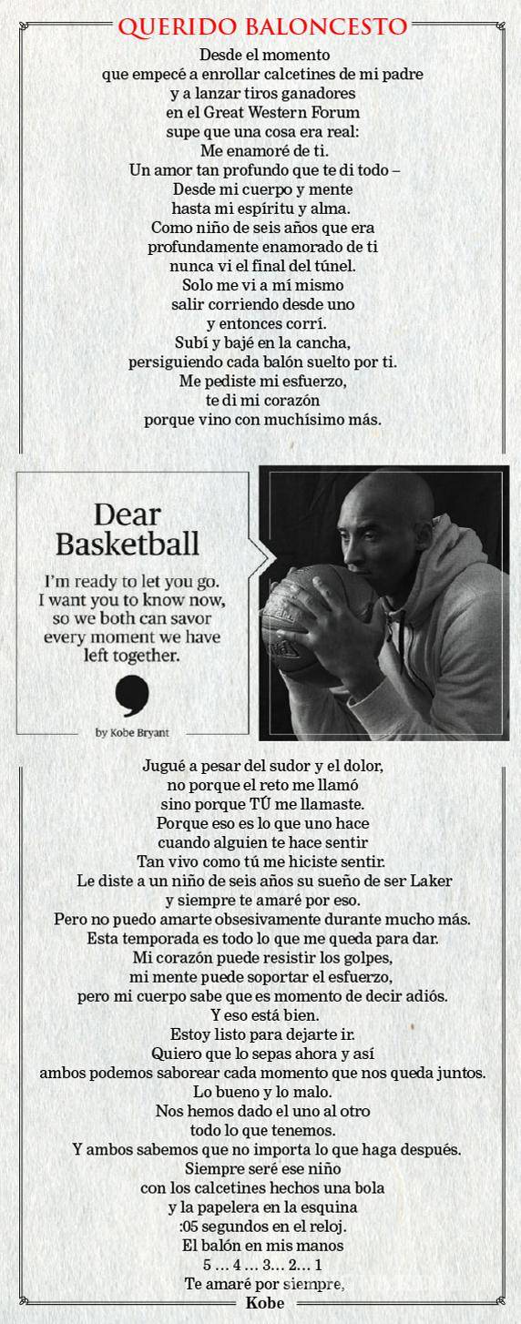 $!El poema con el que Kobe Bryant fue nominado al Oscar