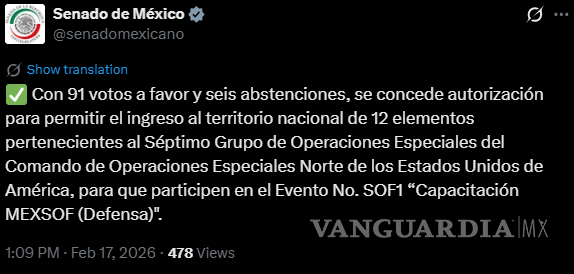 $!Senado aprueba ingreso de militares de Estados Unidos a México para capacitación con Sedena