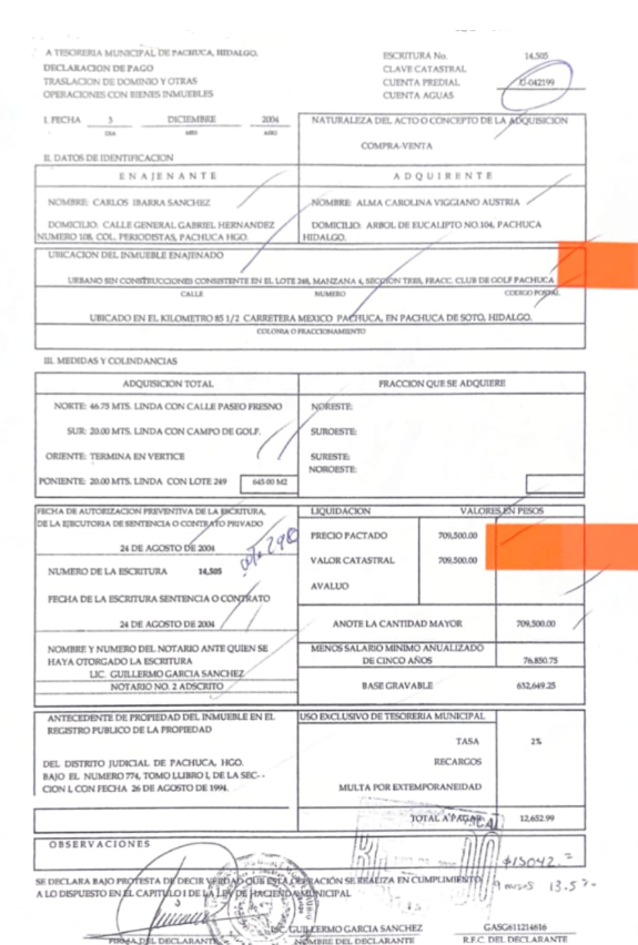$!La senadora Carolina Viggiano adquirió dos terrenos en Pachuca por $1.3 millones, frente a valores señalados de $3.8 millones.