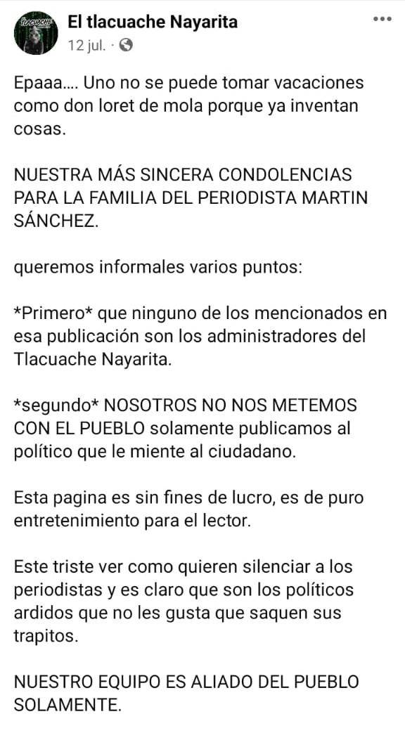$!A dos meses del asesinato del periodista Luis Martín Sánchez, hay hermetismo total por parte de autoridades