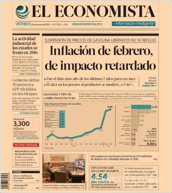 $!Titulares Prensa Nacional 10/03/2017