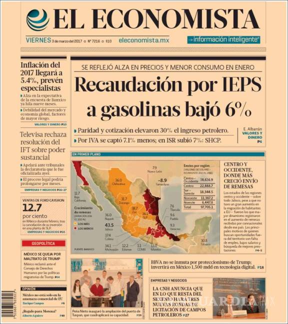 $!Titulares Prensa Nacional 03/03/2017