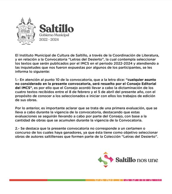$!Instituto Municipal de Cultura pierde la confianza de los escritores de Saltillo
