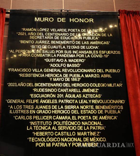 $!Develan en el Muro de Honor del Senado la inscripción: ‘Tecnológico Nacional de México, por mi patria y por mi bien’