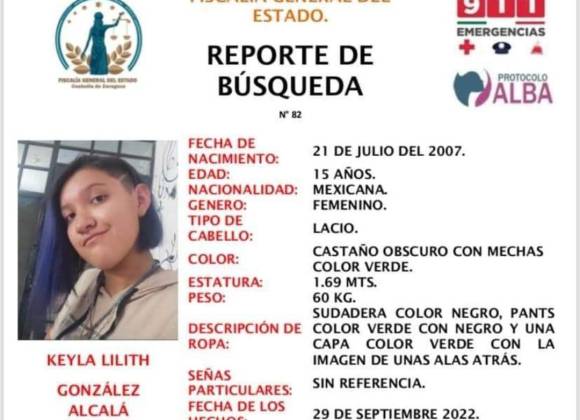 Saltillo: buscan a Keila González, fue vista por última vez el 29 de