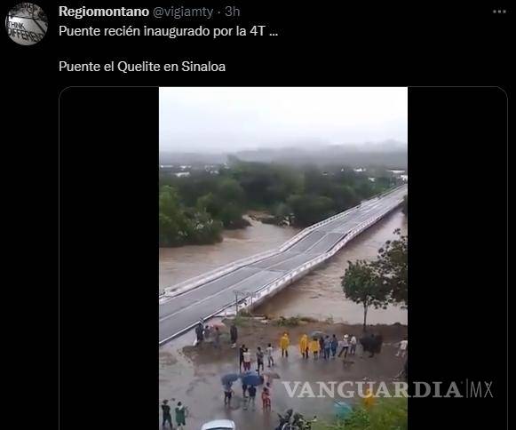 $!Colapsa puente por tormenta ‘Nora’ en Sinaloa (video)