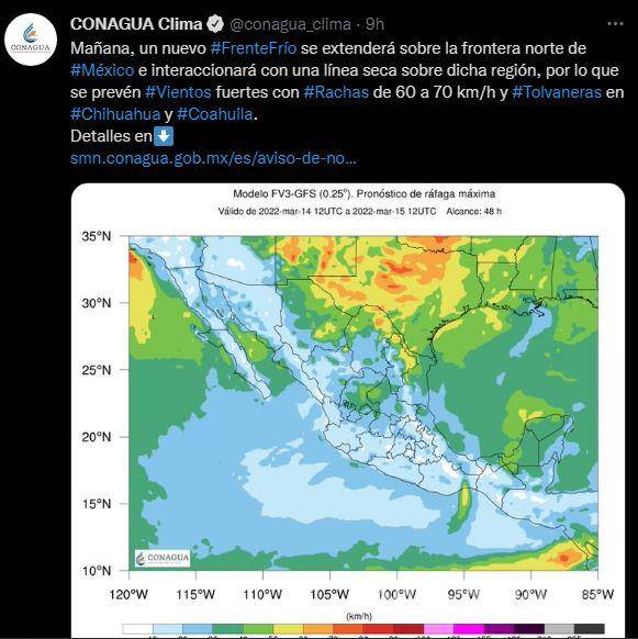 $!¡Prepárese!... frente frío 36 y 37 golpearán al territorio mexicano; ocasionarán heladas, lluvias y granizadas en estos estados