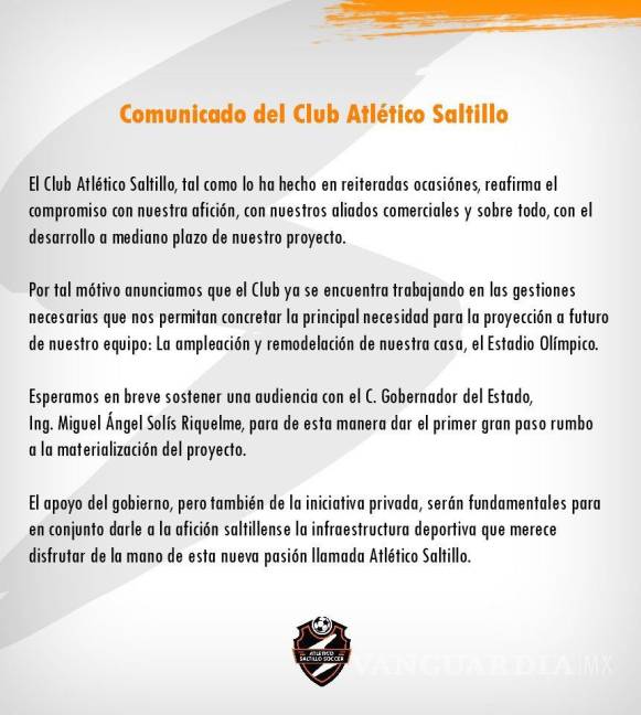 $!Club Atlético de Saltillo propone remodelación del Estadio Olímpico a Riquelme