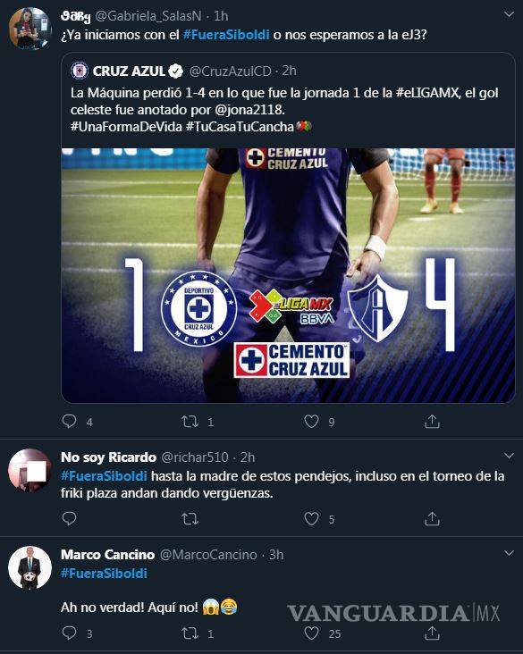 $!#FueraSiboldi, piden aficionados de Cruz Azul por derrota en eLigaMX