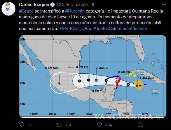 $!‘Grace’ ya es huracán... Quintana Roo emite alerta amarilla