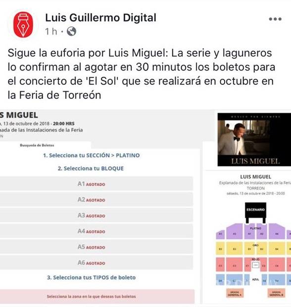 $!Laguneros colapsan sitio de ventas de boletos para ver a Luis Miguel en la Feria