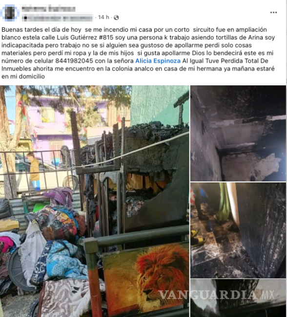 $!Alicia, madre de tres hijos, pide apoyo para superar las pérdidas materiales ocasionadas por el incendio en su hogar.