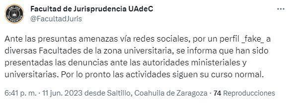 $!Amenazan con tiroteo en campus rectoría de la UAdeC