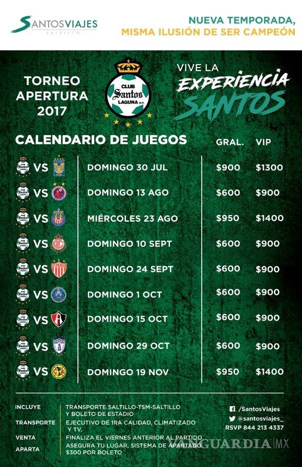 $!Regresa la experiencia Santos Viajes para el Apertura 2017